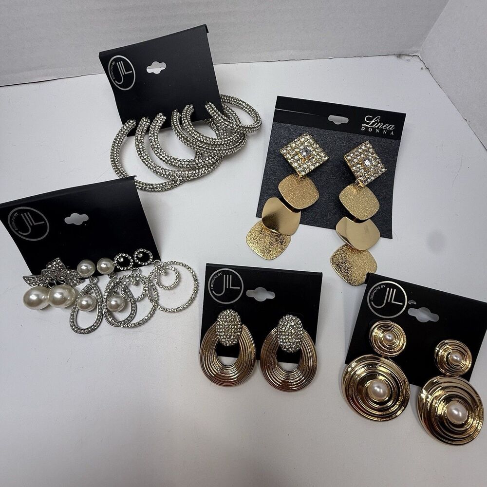 Designs By Jill & Linea Donna 5 Piece Earring Lot All New All Different Bundle